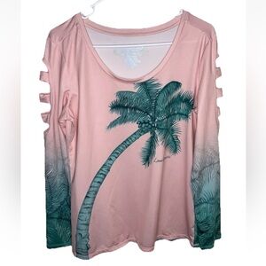 Reel Legends Keep-It-Cool Long Sleeve Top Linea Lea Szymanski Pink Size M EUC